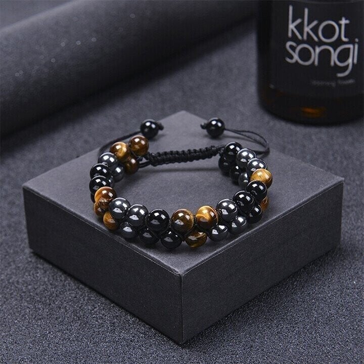 đ„Triple Protection Bracelet-Genuine Tigers Eye Agate and Black gallstone-The Perfect Gift