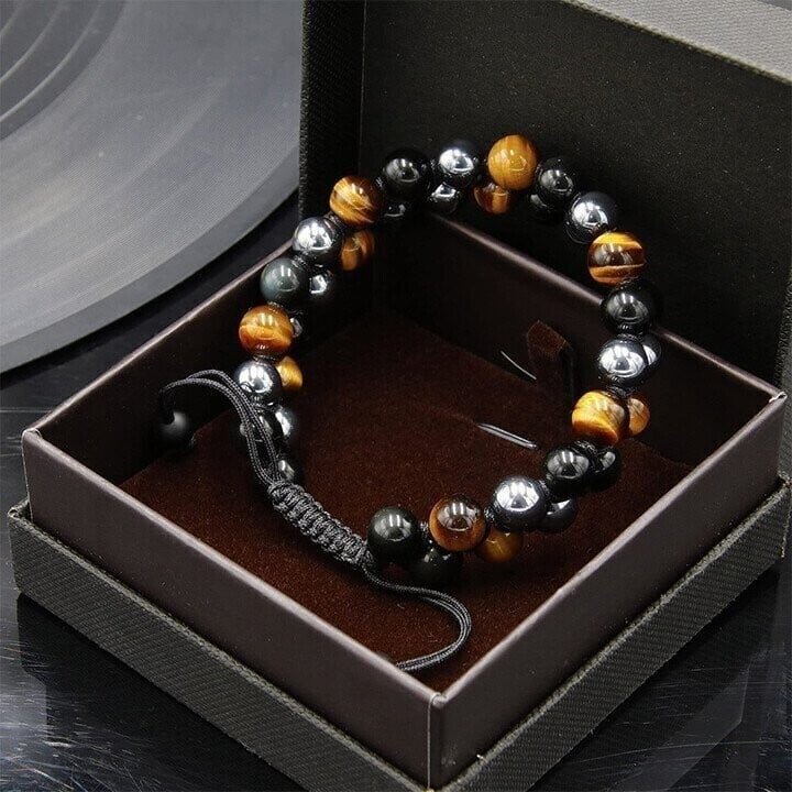 đ„Triple Protection Bracelet-Genuine Tigers Eye Agate and Black gallstone-The Perfect Gift