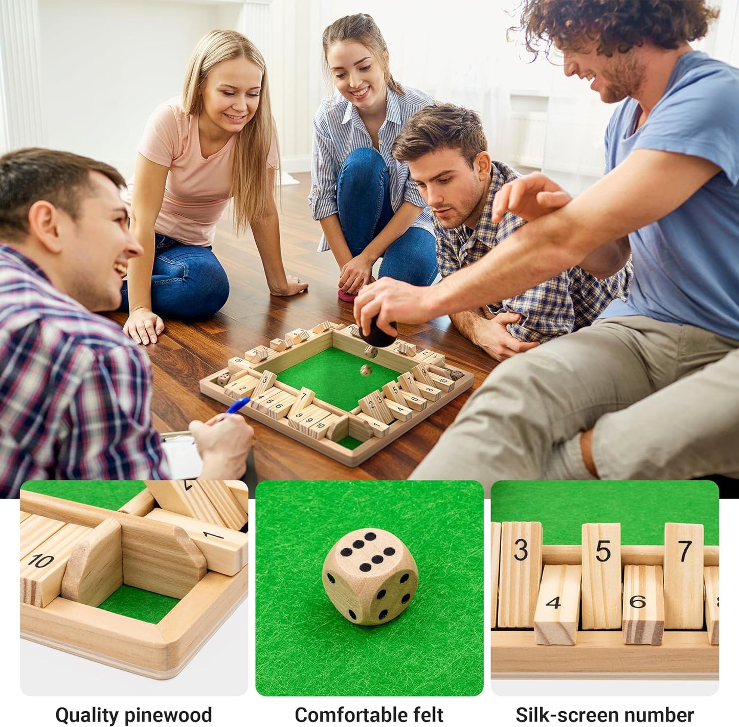 🔥SHUT THE BOX-WOODEN DICE BOARD GAME