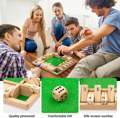 🔥SHUT THE BOX-WOODEN DICE BOARD GAME
