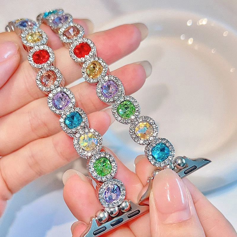Rainbow Rhinestone Charm Bracelet