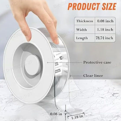 Extra Large Double Sided Tape, Clear & Tough Nano Tape, Multipurpose Mounting Tape