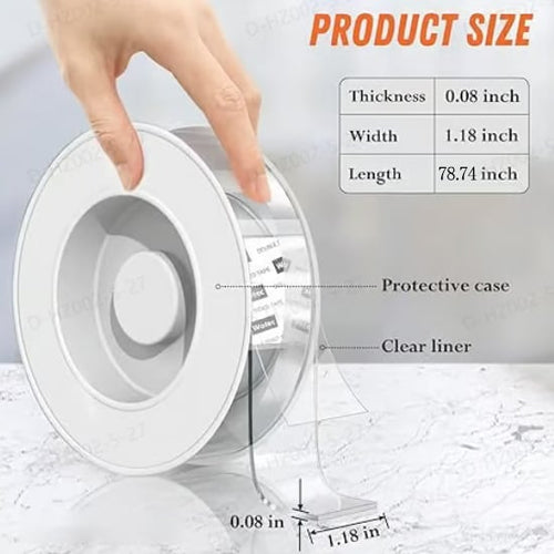 Extra Large Double Sided Tape, Clear & Tough Nano Tape, Multipurpose Mounting Tape