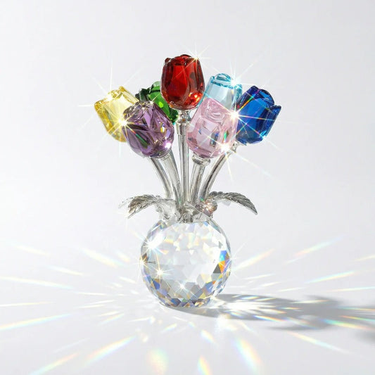 Elegant Crystal Flower Statue
