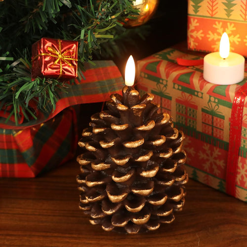 Flameless Pinecone Candles Battery Operated
