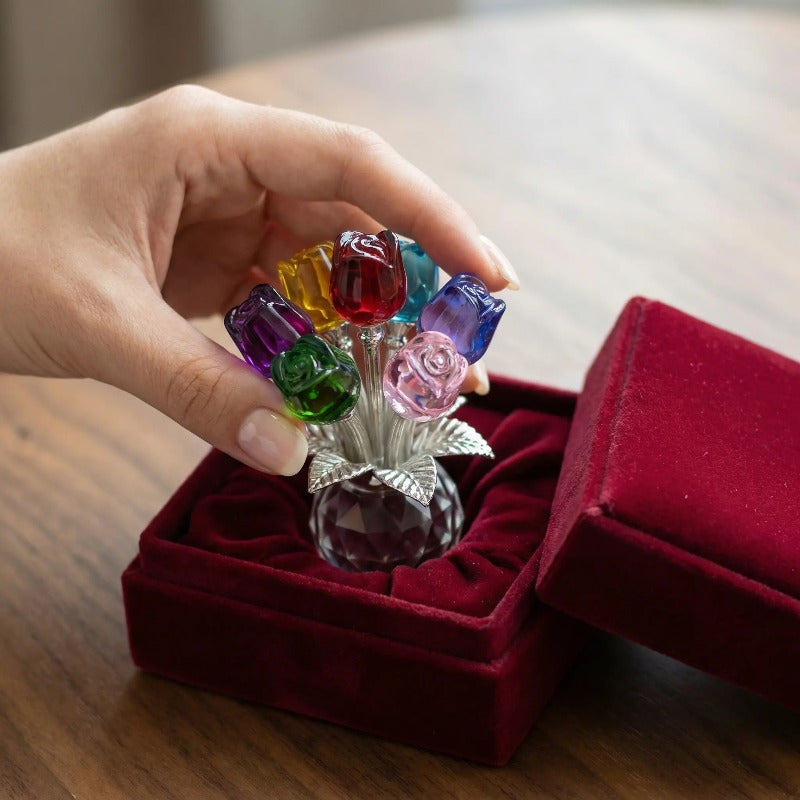 Elegant Crystal Flower Statue