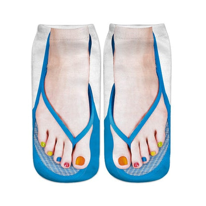Women Manicure Print Flip Flop Socks
