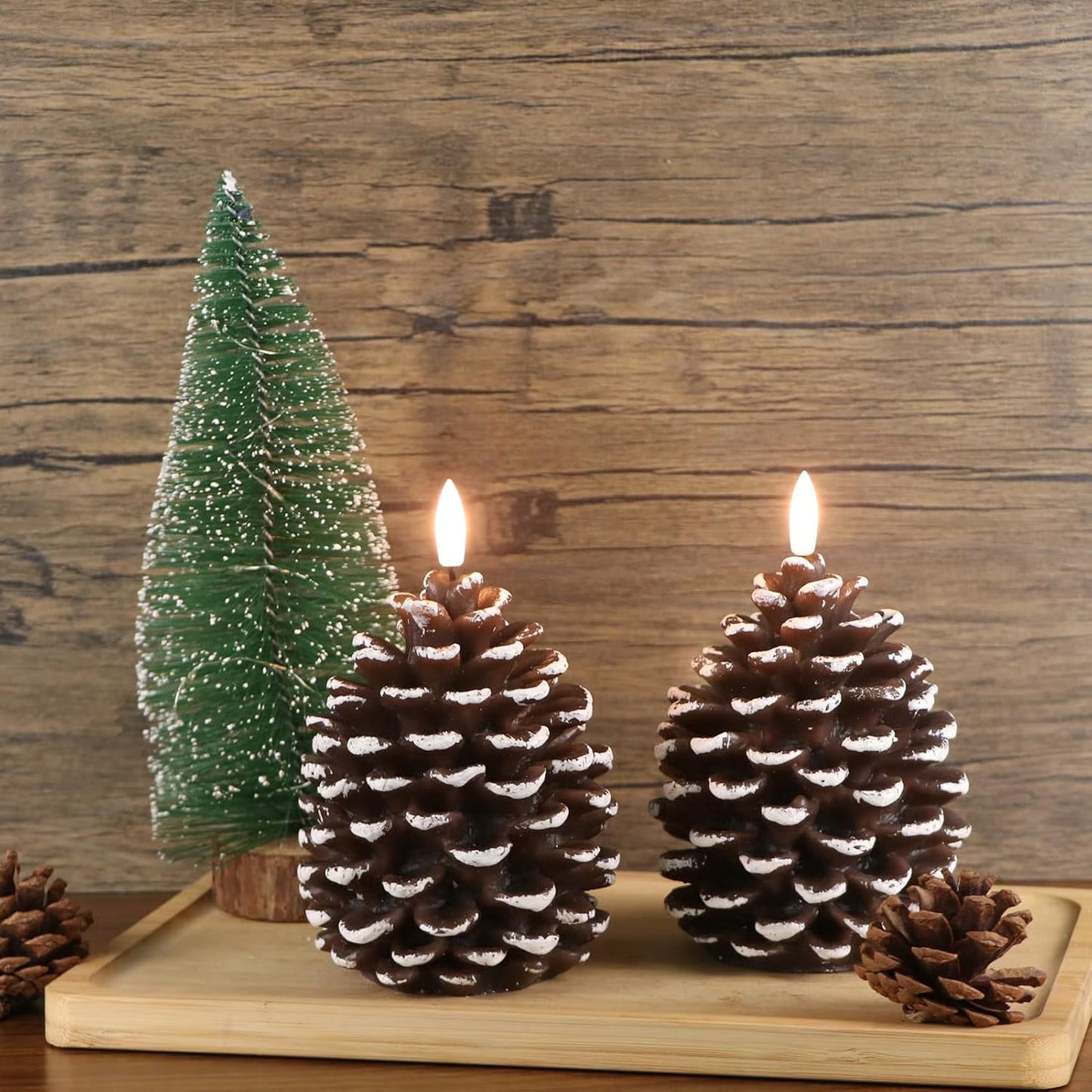 Flameless Pinecone Candles Battery Operated