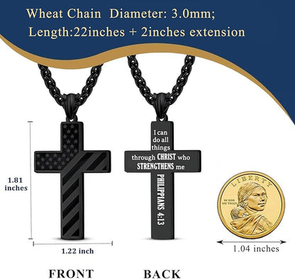 Cross Necklace for Men Stainless Steel