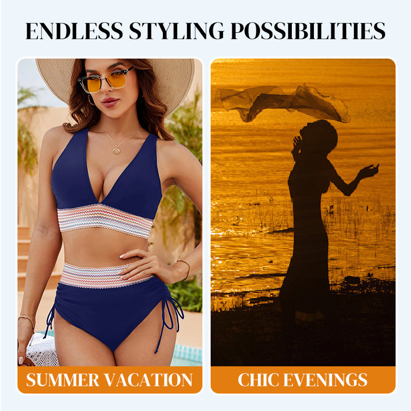 Tummy Control Color Block Bikini Set