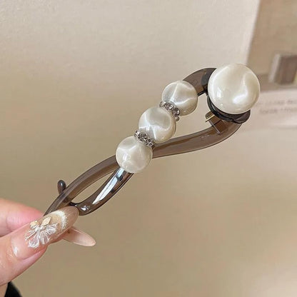 Elegant Rose Pearl Twist Hair Clip