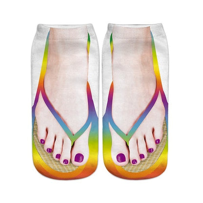 Women Manicure Print Flip Flop Socks