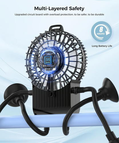 Freestyle Small Robot Fan, Fun Desk Fan with Suckers, Rechargeable Portable Fan