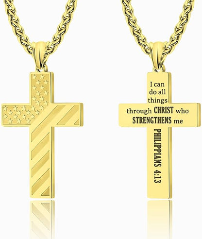 Cross Necklace for Men Stainless Steel