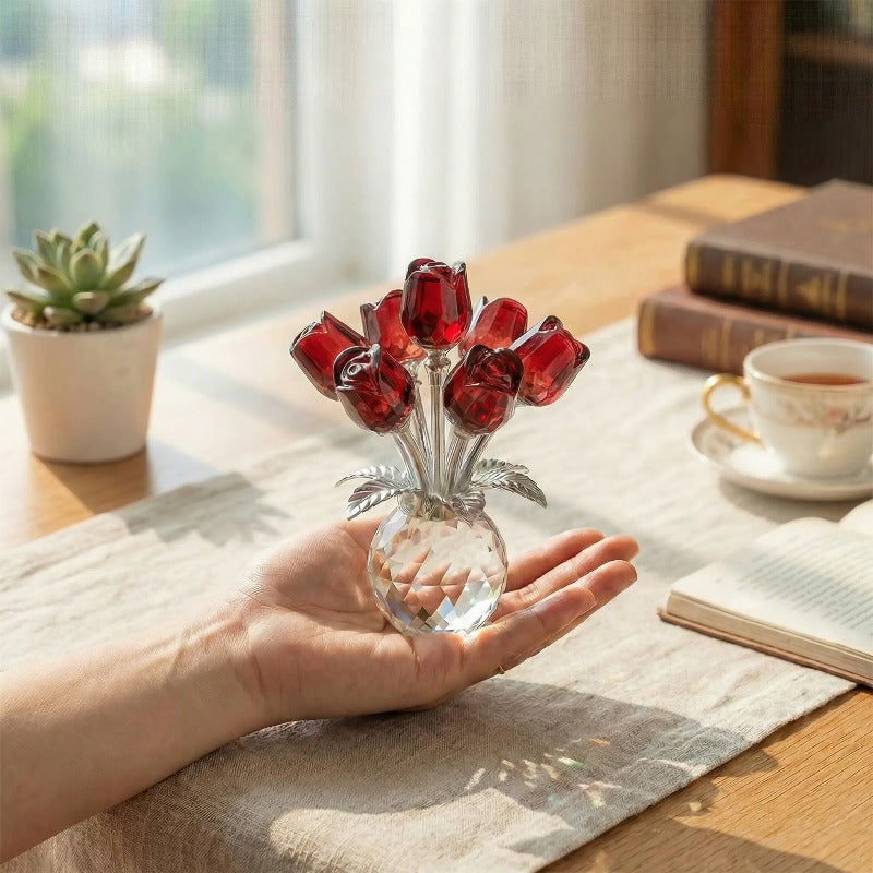 Elegant Crystal Flower Statue