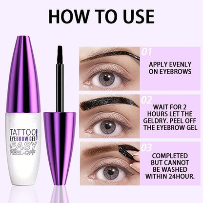 Peel Off Tattoo Brow Tint Gel - 2pcs Light Brown Eyebrow Kit, Waterproof, Transfer-Proof & Sweatproof, Quick Peel Formula for Natural Fuller Brows