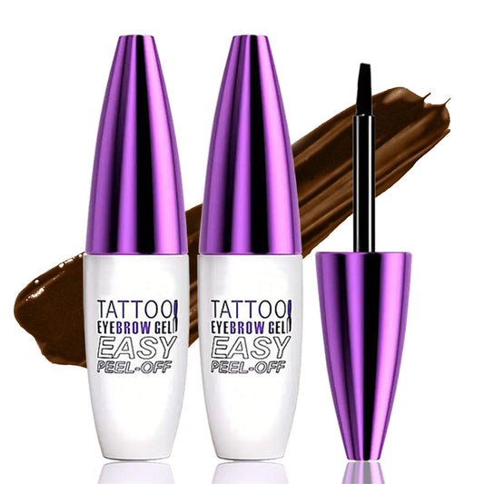 Peel Off Tattoo Brow Tint Gel - 2pcs Light Brown Eyebrow Kit, Waterproof, Transfer-Proof & Sweatproof, Quick Peel Formula for Natural Fuller Brows