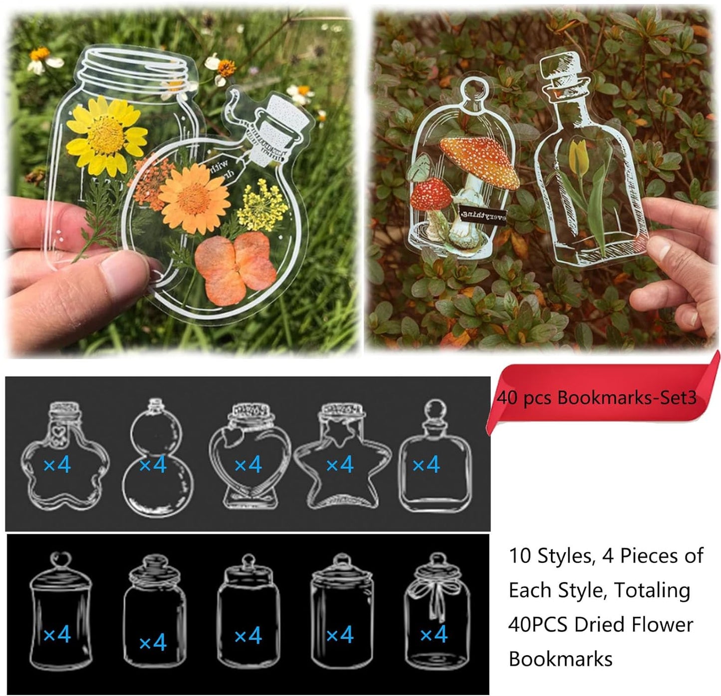 Transparent Dried Flower Bookmarks