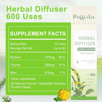 PUFFIAIR Herbal Diffuser Duo with Milk Thistle, Guarana & More丨Inner Vitality Duo for Liver Detox & Energy Boost Support - 600 Uses Per Stick