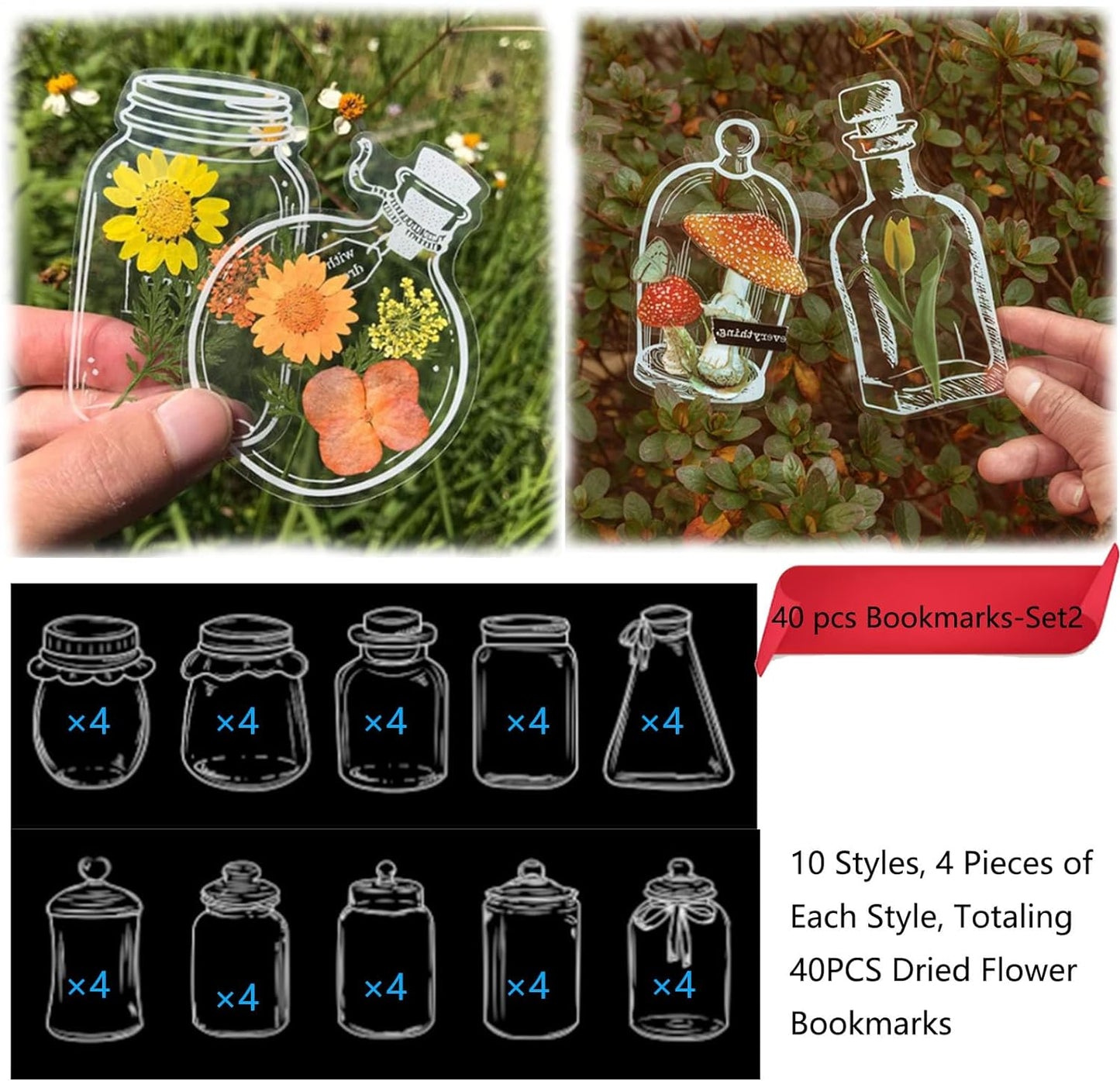 Transparent Dried Flower Bookmarks