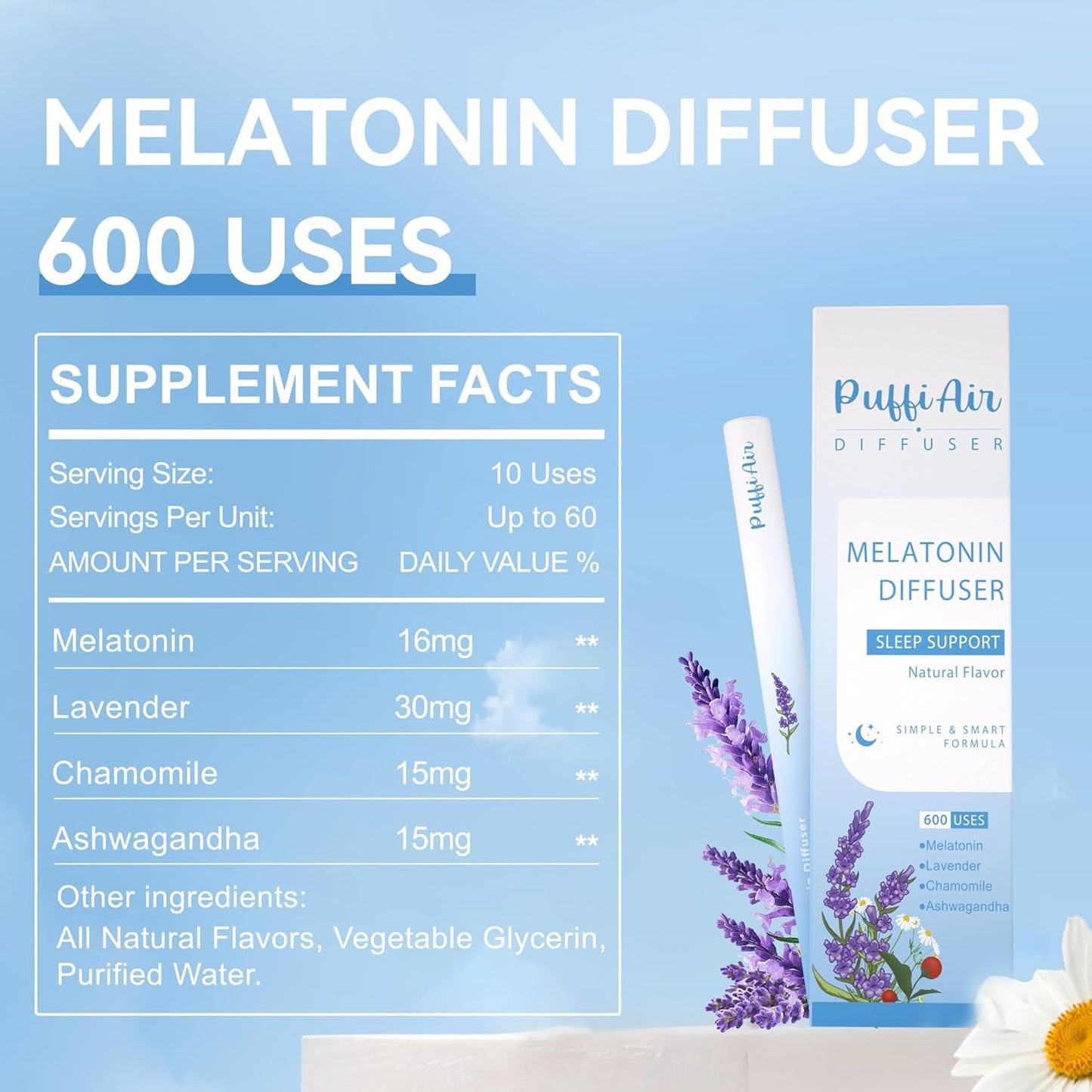 PUFFIAIR Herbal Diffuser Duo with Milk Thistle, Guarana & More丨Inner Vitality Duo for Liver Detox & Energy Boost Support - 600 Uses Per Stick