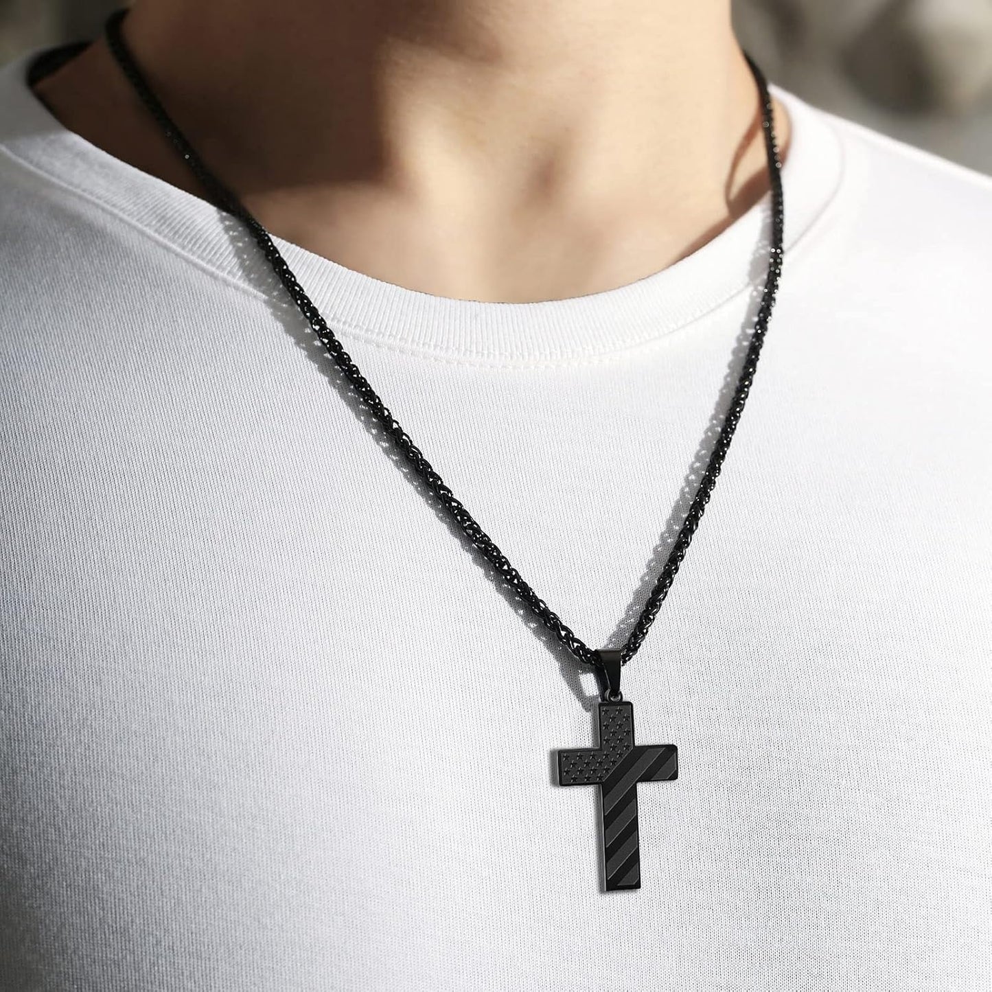 Cross Necklace for Men Stainless Steel