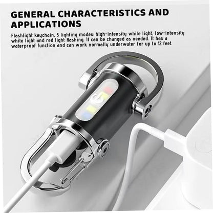 Multi-Function Rechargeable Keychain Flashlight with 5 Light Modes & Type-C Charging