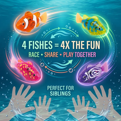 Summer Sale 🌞 4Pcs Induction Activated | LED Light Up | Auto-Swimming Bath Toy