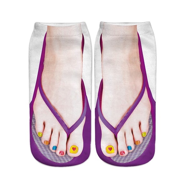 Women Manicure Print Flip Flop Socks