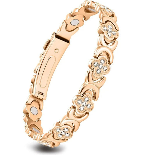 GlamClover Infinity Clover Copper Magnetic Bracelet with Adjuster