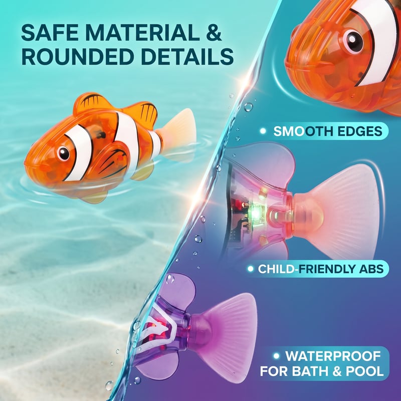 Summer Sale 🌞 4Pcs Induction Activated | LED Light Up | Auto-Swimming Bath Toy