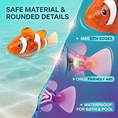 Summer Sale 🌞 4Pcs Induction Activated | LED Light Up | Auto-Swimming Bath Toy