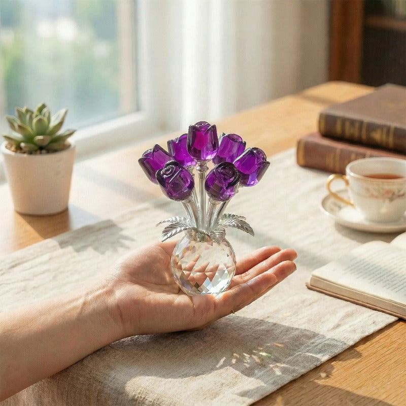 Elegant Crystal Flower Statue