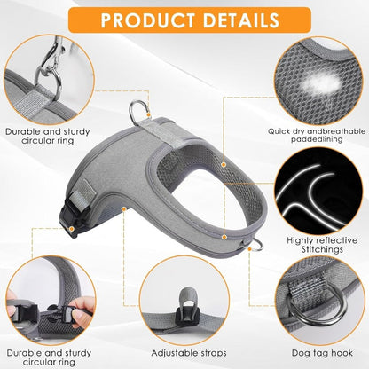 Breathable Dog Harness with Reflective Leash