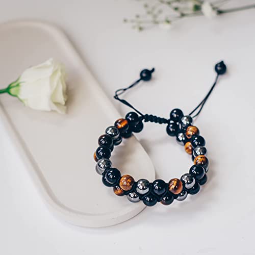 🔥Triple Protection Bracelet-Genuine Tigers Eye Agate and Black gallstone-The Perfect Gift