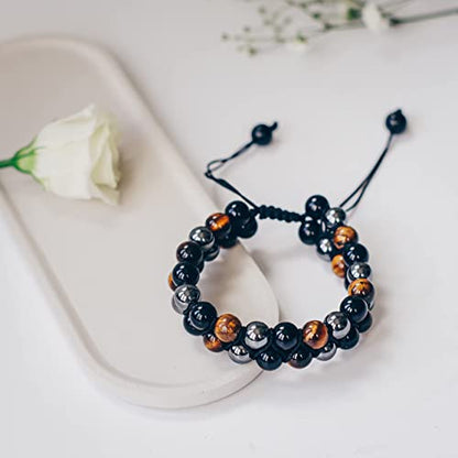 🔥Triple Protection Bracelet-Genuine Tigers Eye Agate and Black gallstone-The Perfect Gift