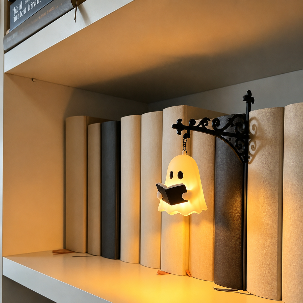 Cozy Bookworm Ghost Lantern