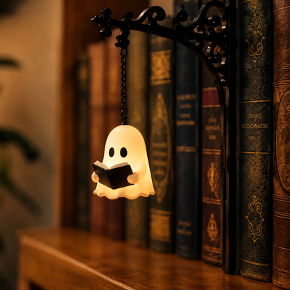 Cozy Bookworm Ghost Lantern