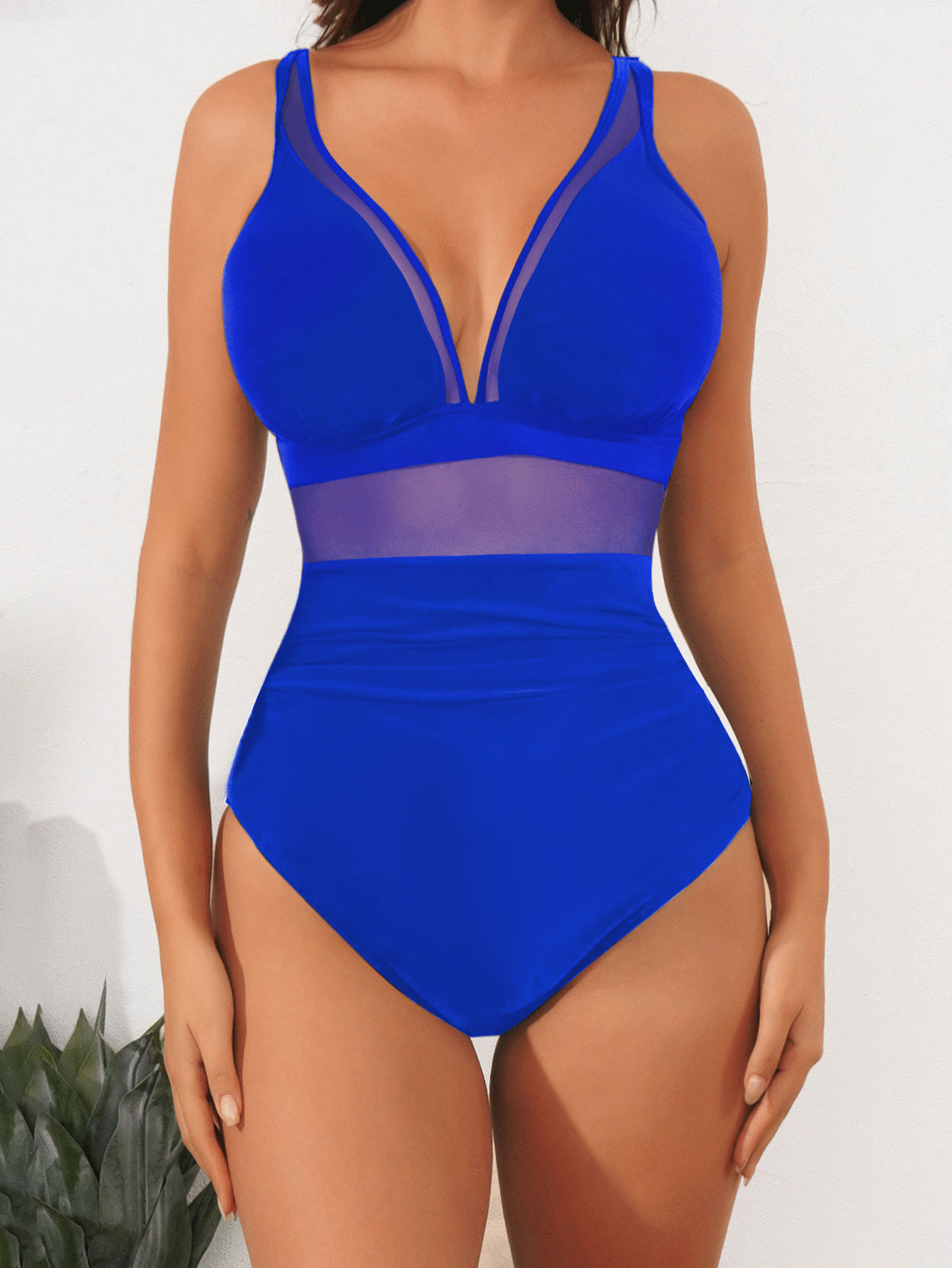 Solid Mesh Backless One-Piece Swimsuit – Sexy Sheer Bikini Style