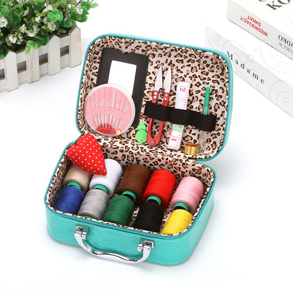 Portable Sewing Kit in Faux Leather Case