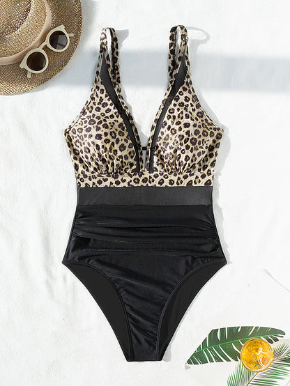 Solid Mesh Backless One-Piece Swimsuit – Sexy Sheer Bikini Style