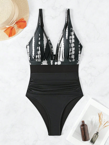 Solid Mesh Backless One-Piece Swimsuit – Sexy Sheer Bikini Style