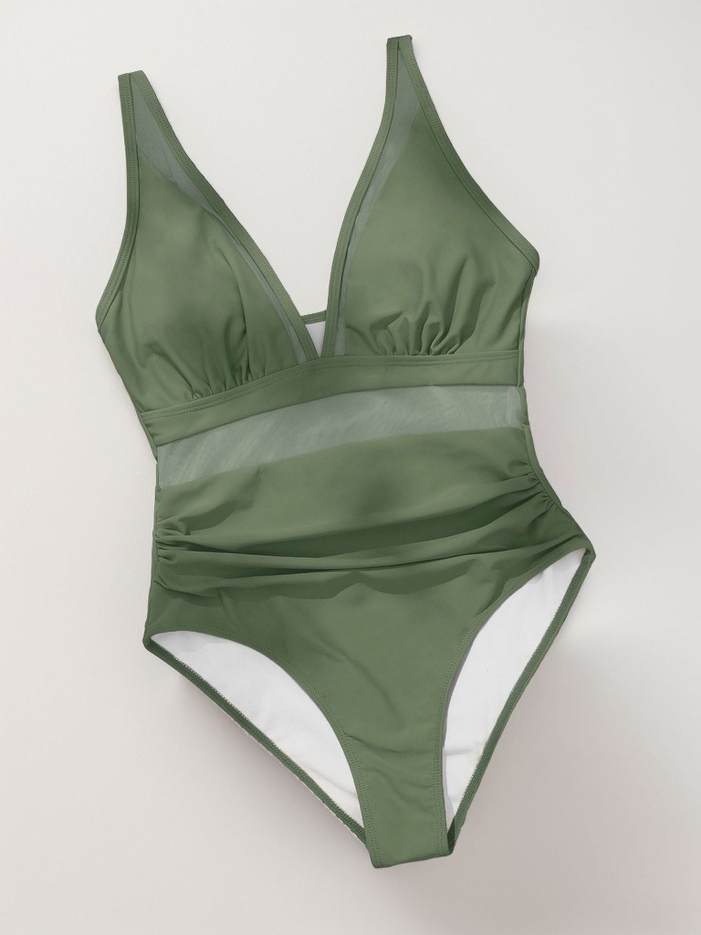 Solid Mesh Backless One-Piece Swimsuit – Sexy Sheer Bikini Style