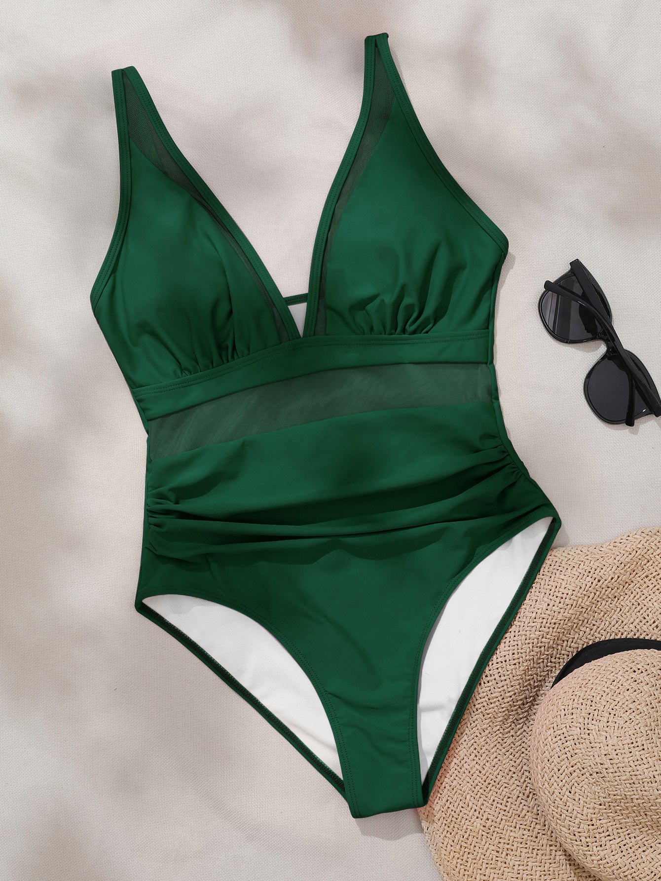 Solid Mesh Backless One-Piece Swimsuit – Sexy Sheer Bikini Style