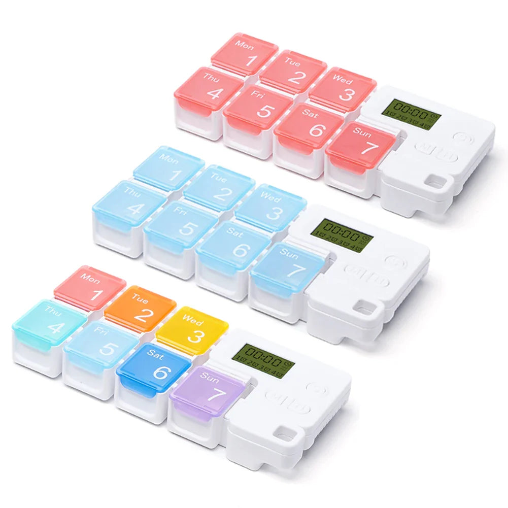 Smart 7-Day Pill Organizer with Electronic Alarm – Large Capacity Weekly Medicine Reminder Box