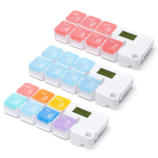 Smart 7-Day Pill Organizer with Electronic Alarm – Large Capacity Weekly Medicine Reminder Box