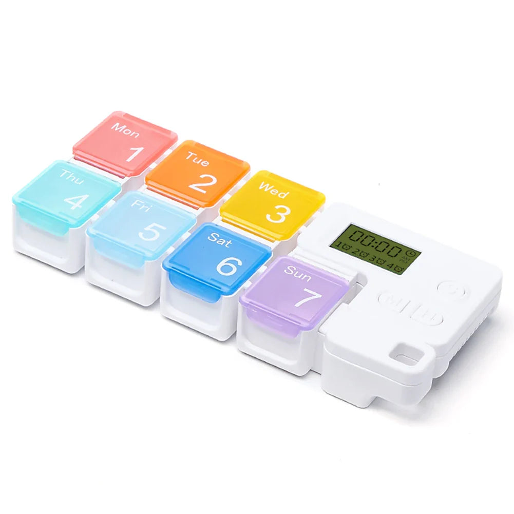 Smart 7-Day Pill Organizer with Electronic Alarm – Large Capacity Weekly Medicine Reminder Box
