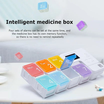 Smart 7-Day Pill Organizer with Electronic Alarm – Large Capacity Weekly Medicine Reminder Box