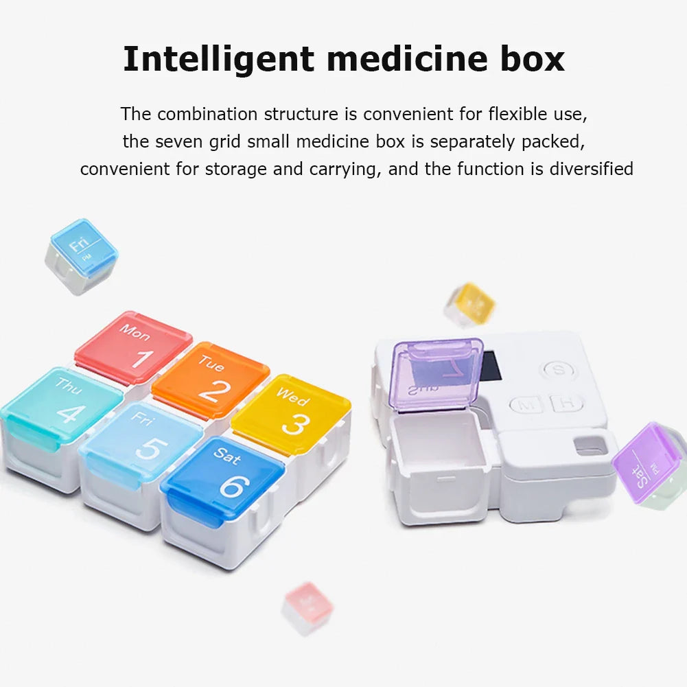 Smart 7-Day Pill Organizer with Electronic Alarm – Large Capacity Weekly Medicine Reminder Box