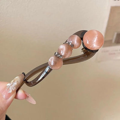 Elegant Rose Pearl Twist Hair Clip